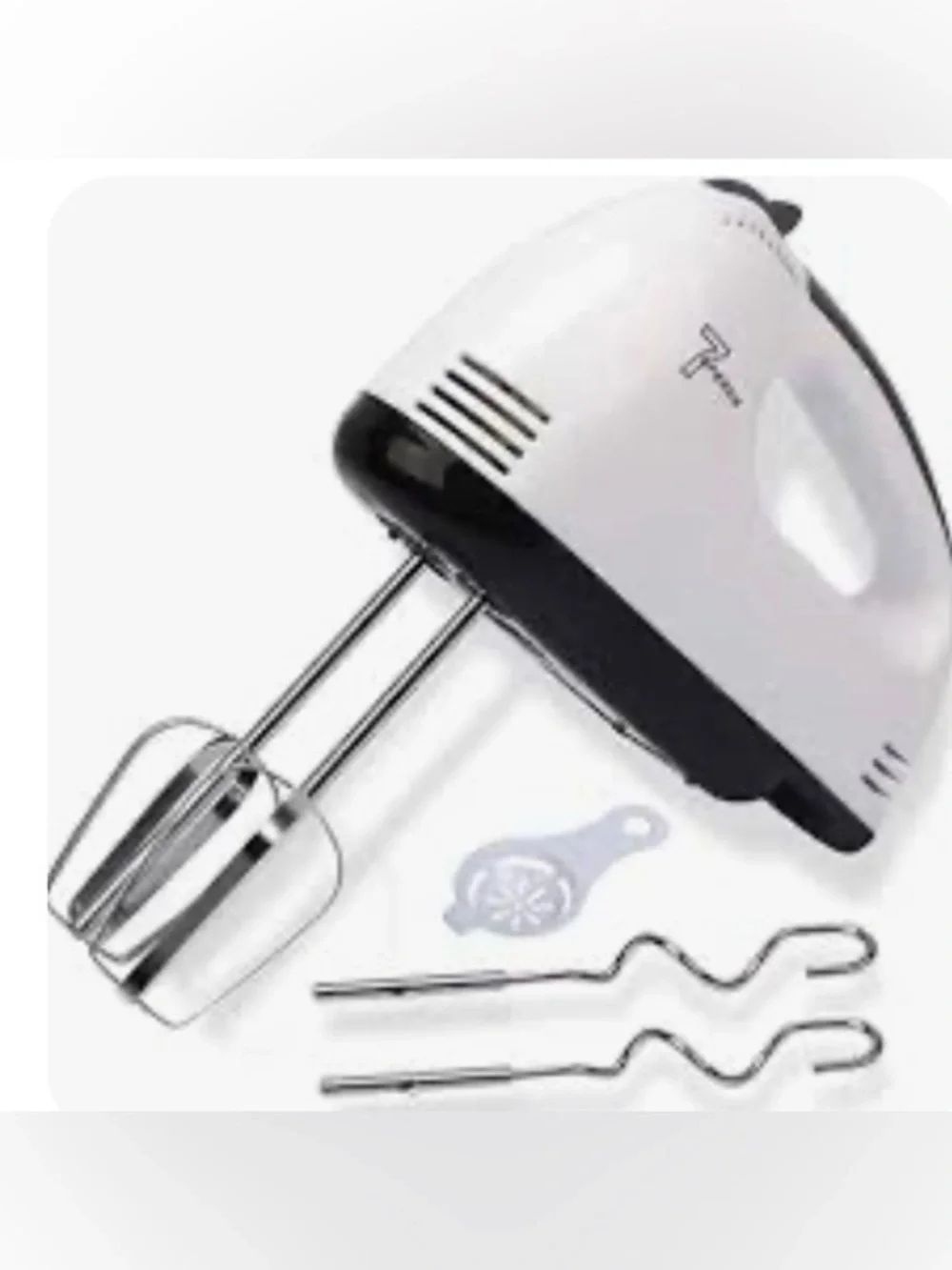 White and Black Hand Mixer with Beaters